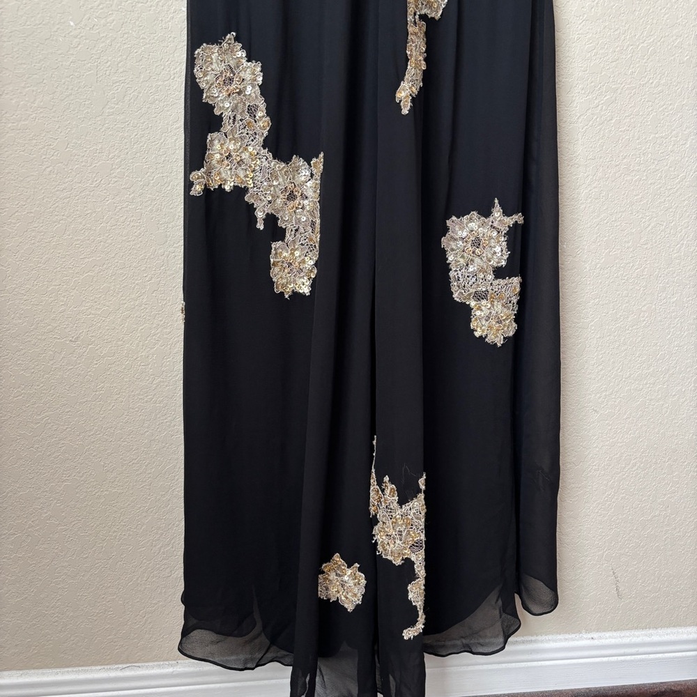 Sue Wong Nocturne Y2K Vintage Silk Beaded Lace Appliqué Formal Evening Dress - Picture 10 of 15
